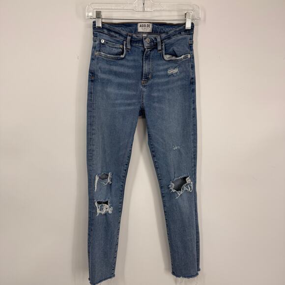 Agolde Sophie Skinny Jeans Size 26 Distressed Ripped Blue Stretch Denim - Picture 14 of 15